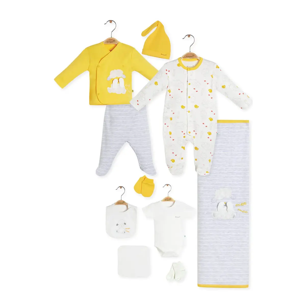 Bibaby Organik Hastane Çıkışı 10lu Moons Live Sarı - Gri Melanj