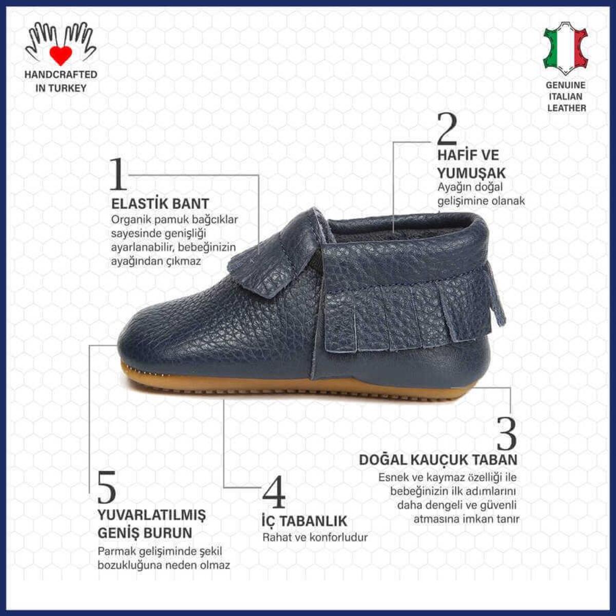 Ella Bonna Bebek Ayakkabısı Hakiki Deri Koyu Mavi