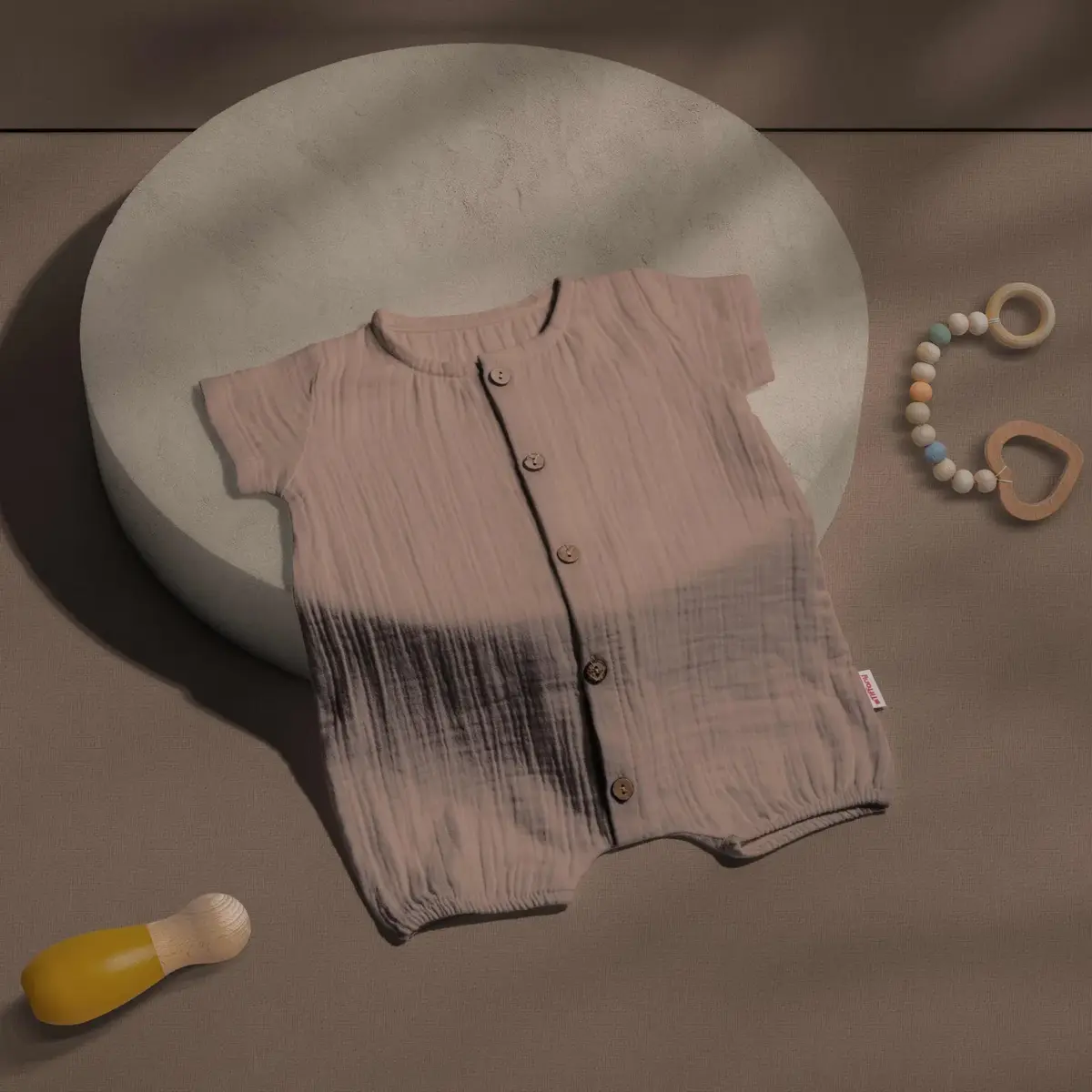 Tiffany Tulum Kısa Kol Çift Kat Müslin Sütlü Kahve Tiffany Tulum Kısa Kol Çift Kat Müslin Sütlü Kahve