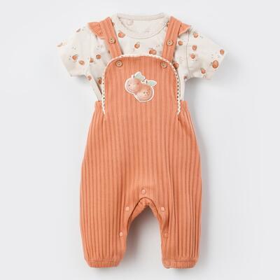 Bibaby Organik Salopet Tulum Summer Fruit Light Cream - Caramel