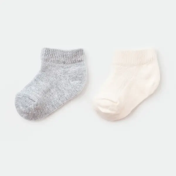 Bibaby Organik Çorap Soket 2li Summer Gri -Ekru