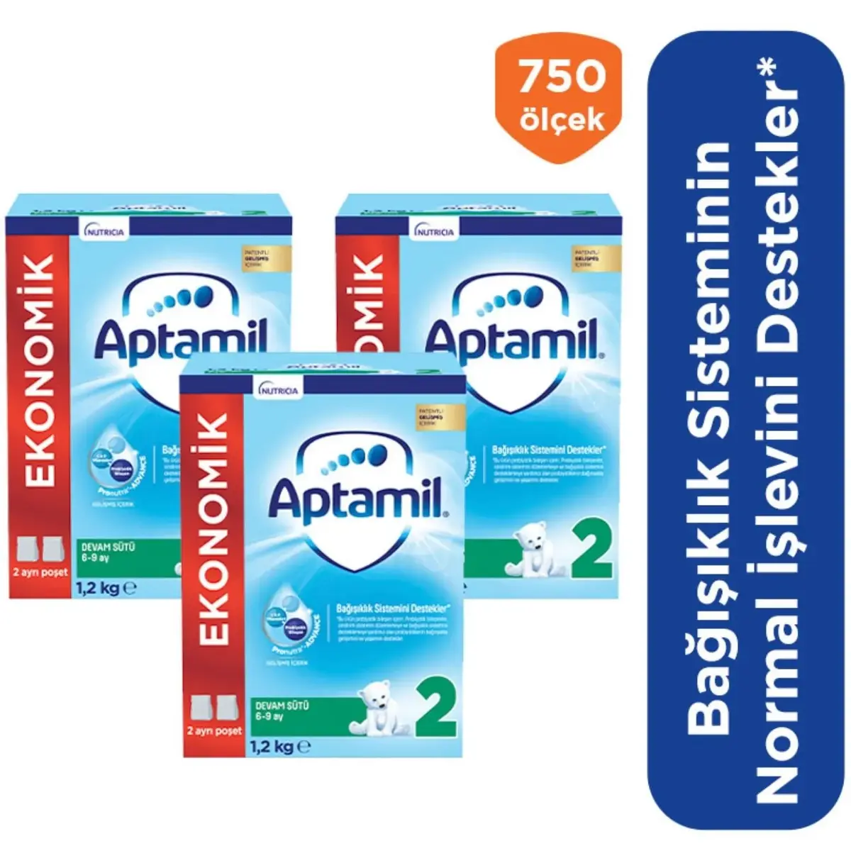 Aptamil 2 Devam Sütü 1200 Gr x3