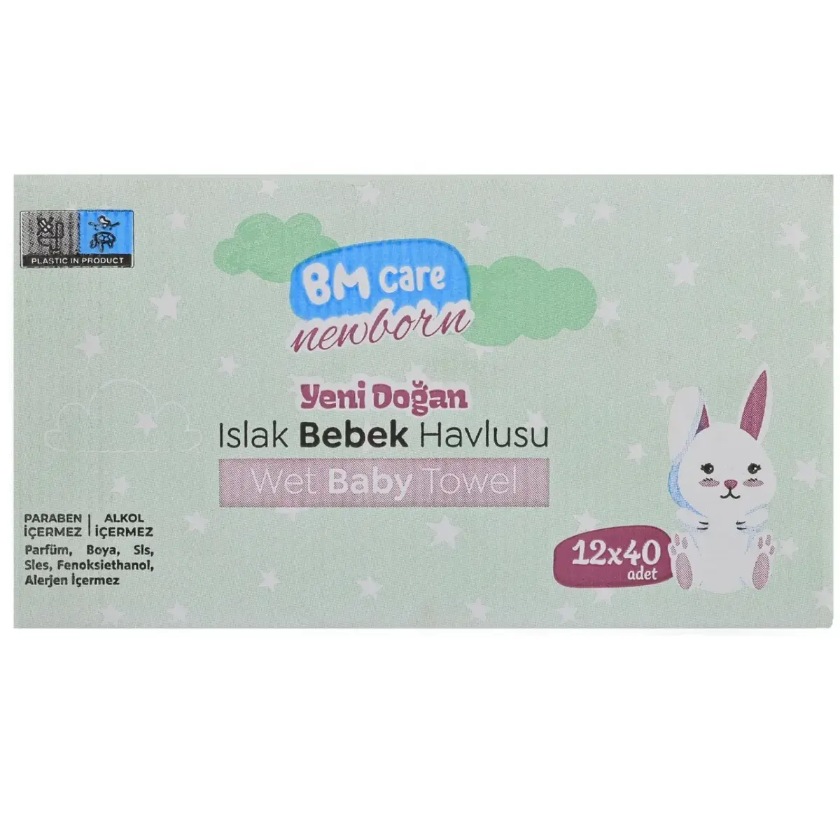 BM Care Yenidoğan Islak Havlu 12x40lı