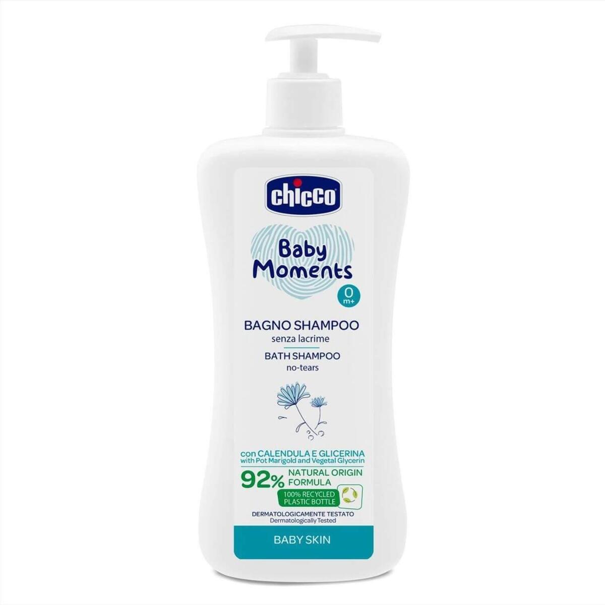 Chicco Baby Moments Doğal Göz Yakmayan Bebek Saç ve Vücut Şampuanı 500 ml