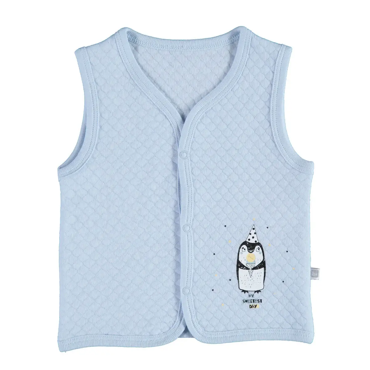 Bibaby Yelek Kapitone Şapkalı Penguen Mavi Bibaby Yelek Kapitone Şapkalı Penguen Mavi