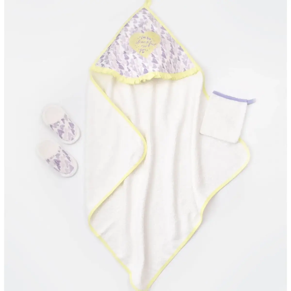 Bibaby Organik Havlu Takımı Love You Baby Yellow Lavender