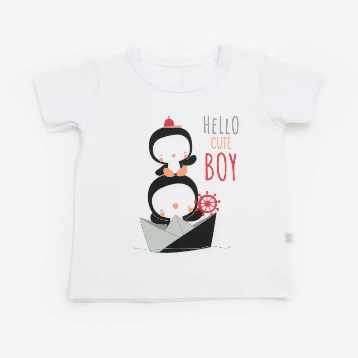 Bibaby 2li Takım Şortlu Hello Cute Boy Beyaz
