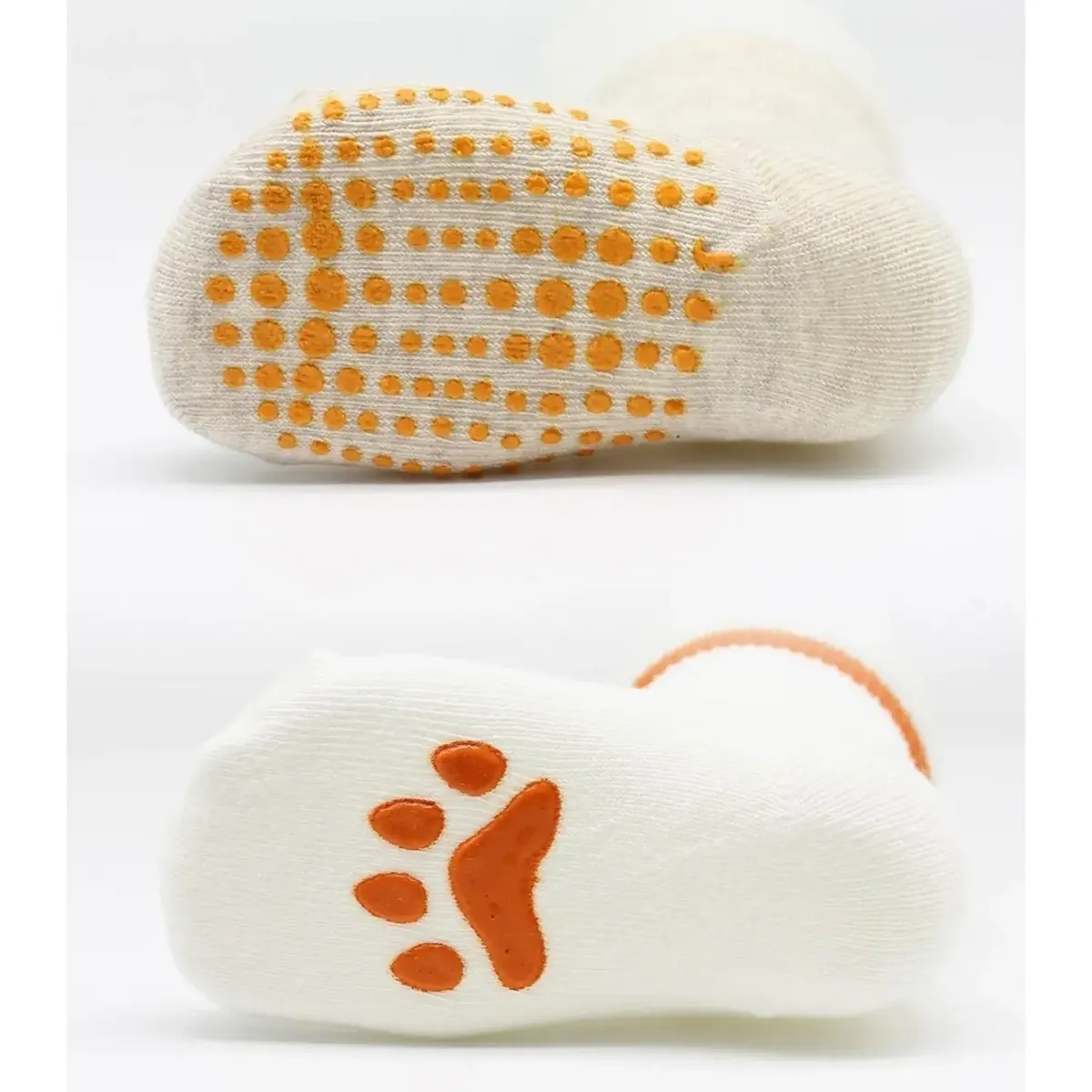 Bibaby Organik Çorap Soket 2li Paw Kaymaz Bej - Ekru