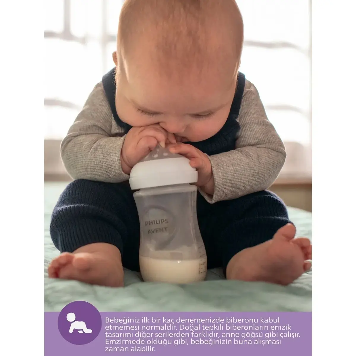 Philips Avent Doğal Tepkili PP Biberon 260ml 1+ Ay Pembe