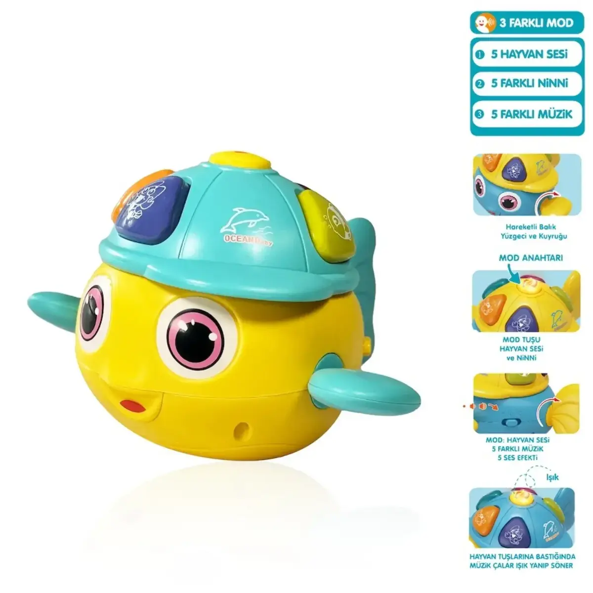 Vardem Işıklı ve Müzikli Balık Bebek Piyanosu