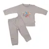 Mini Damla Pijama Takımı Dinazorlu Gri Melanj