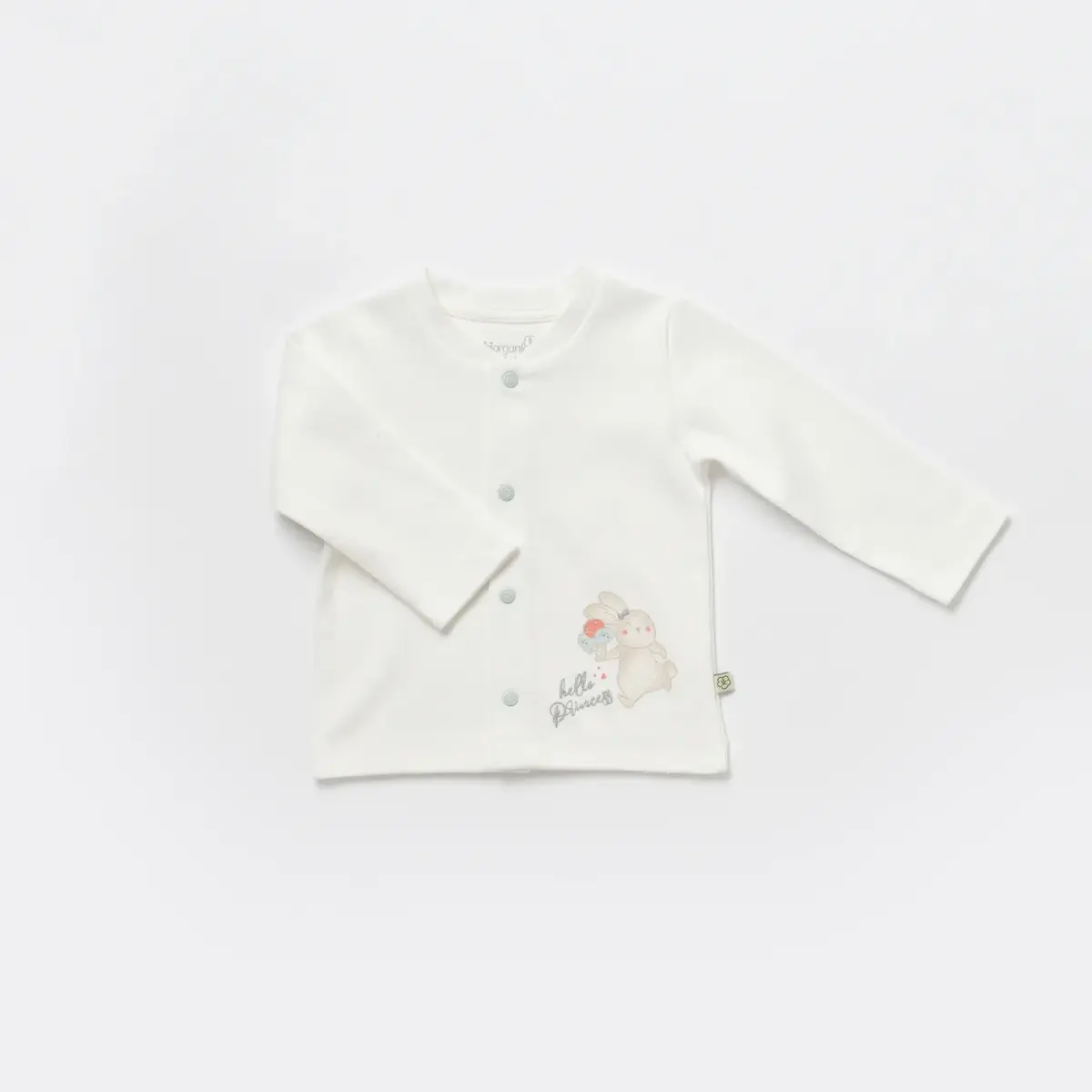 Bibaby Organik Zıbın Takımı Battaniyeli Tüllü Pretty Ears Bunny Mint - Ekru