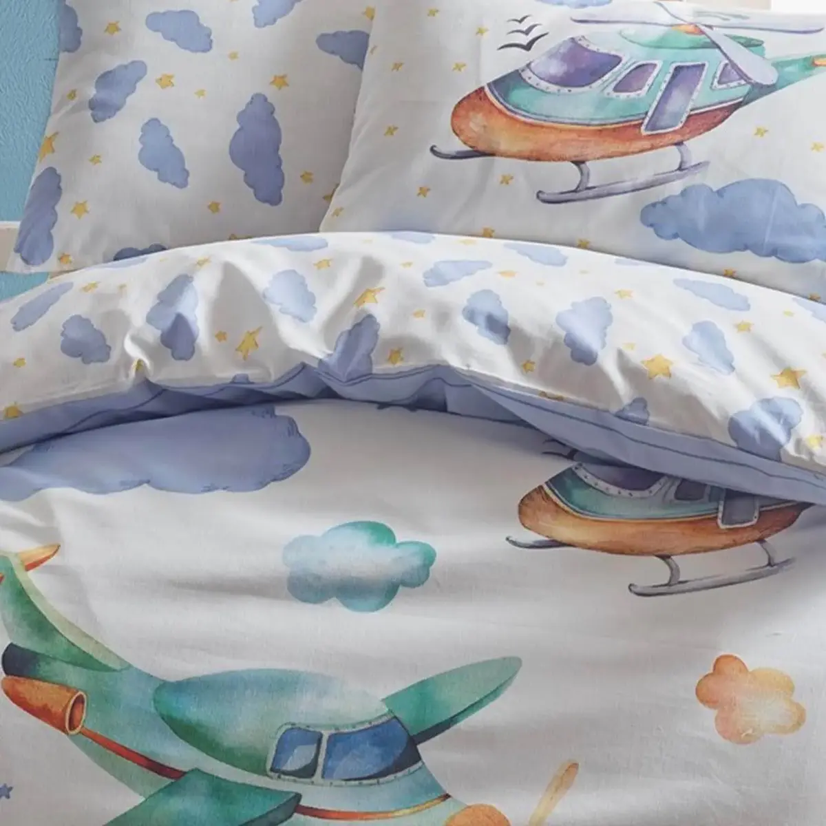 Cottonbox Bebek Nevresim Takımı Air Plane Mavi