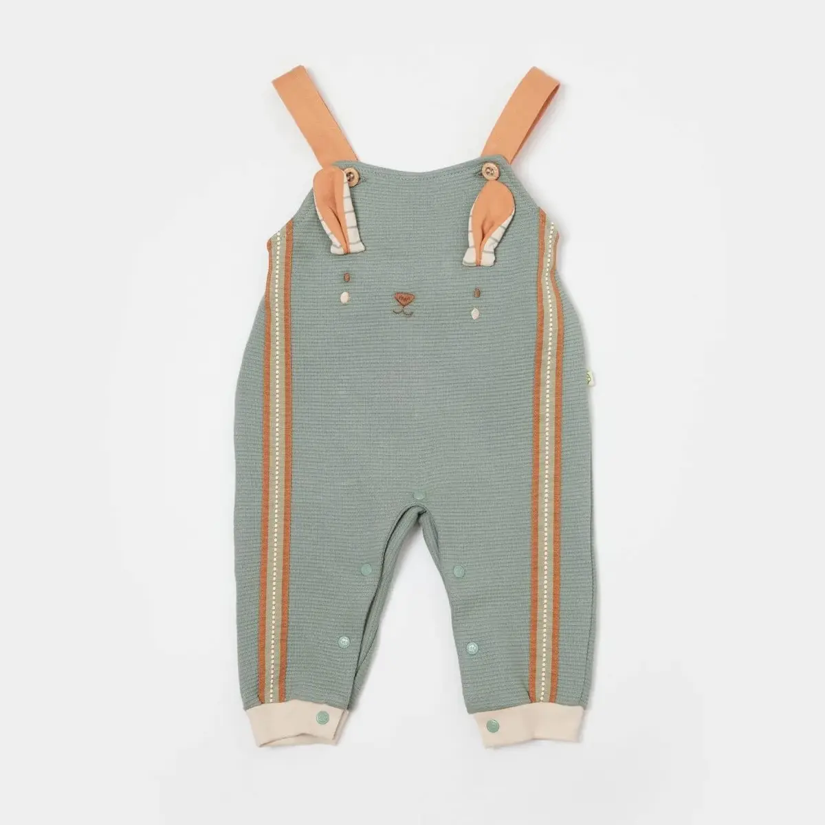 Bibaby Organik Salopet Tulum Cool Lines Bunny Bej - Hardal