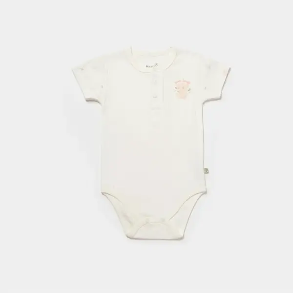 Bibaby Organik Body Kısa Kol Koala Jungle Pembe