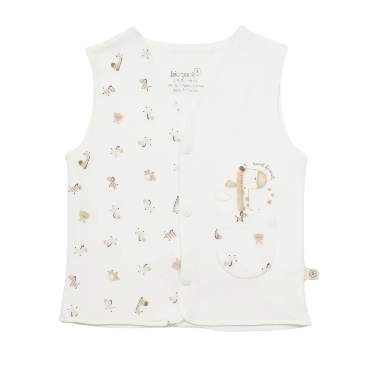 Bibaby Organik Yelek Sweet Friends Ekru Bibaby Organik Yelek Sweet Friends Ekru