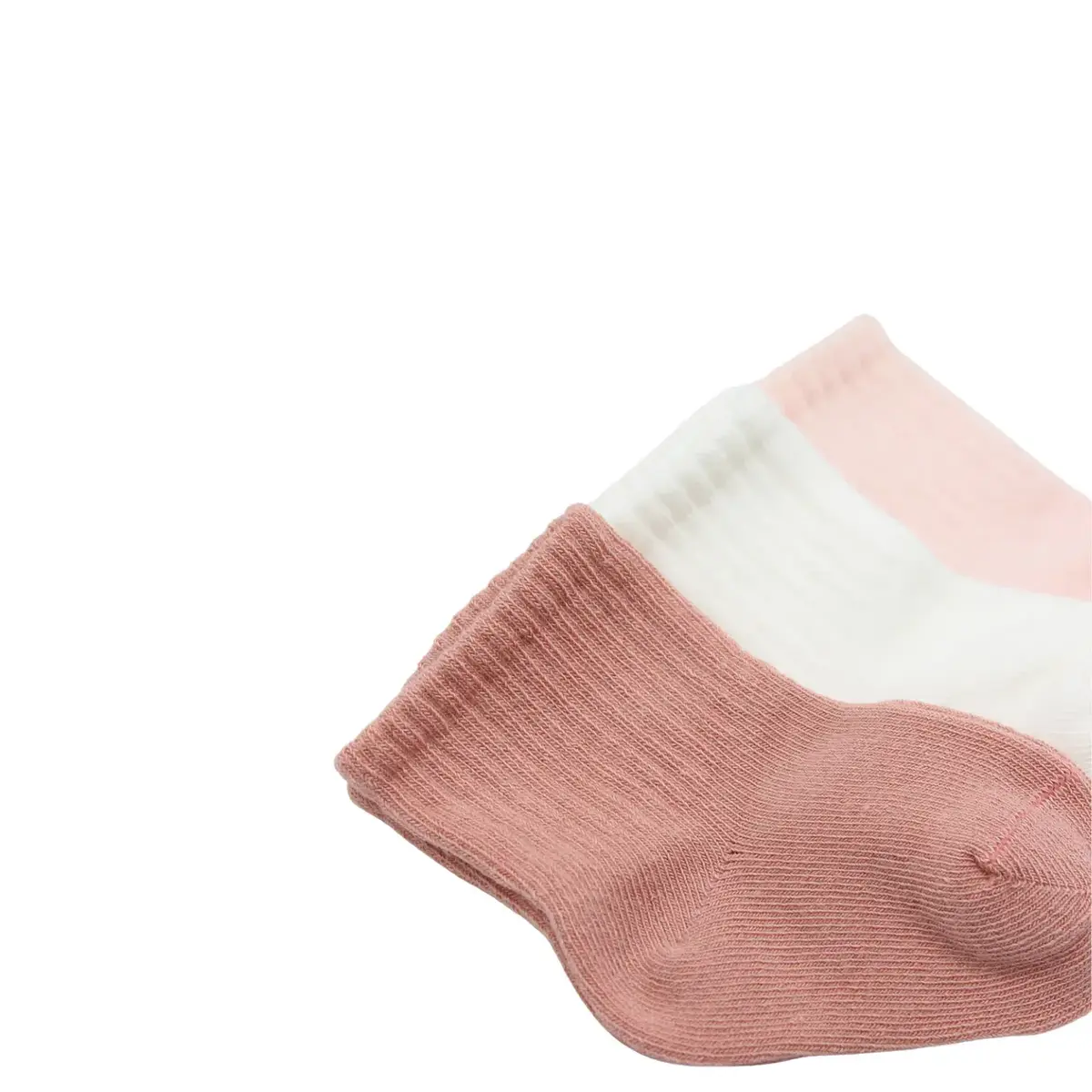 Bistyle Soket Çorap Penye 3lü Cherry Girl Pudra - Ekru - Pembe