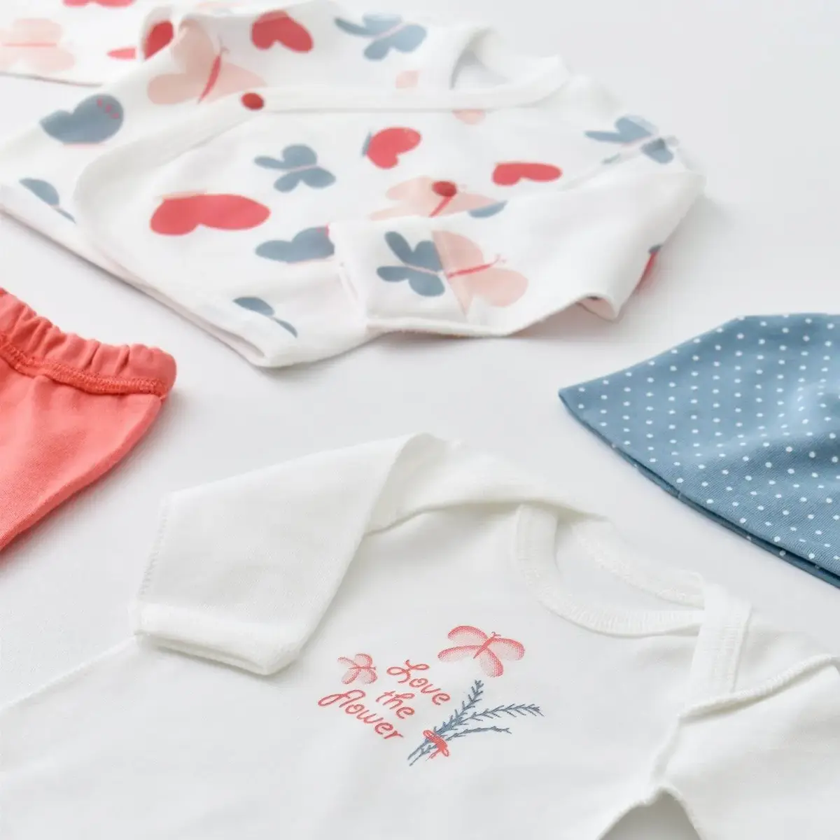 Bibaby Organik Zıbın Takımı Wild Flowers Prematüre Coral