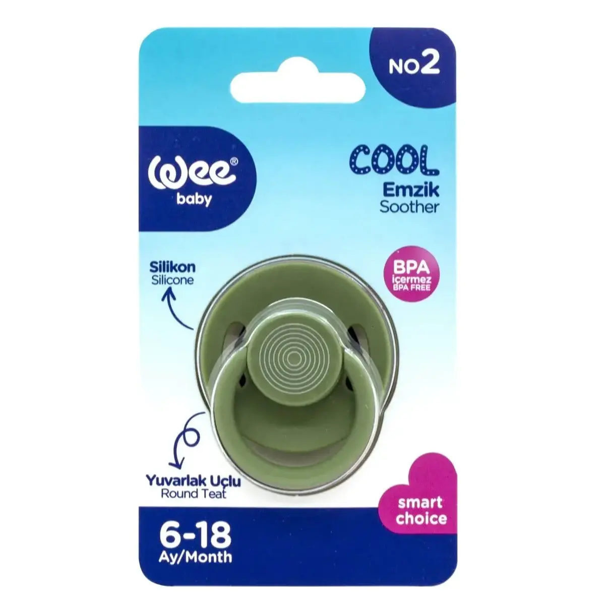 Wee Baby Cool Yuvarlak Uçlu Silikon Emzik No:2 6-18 Ay