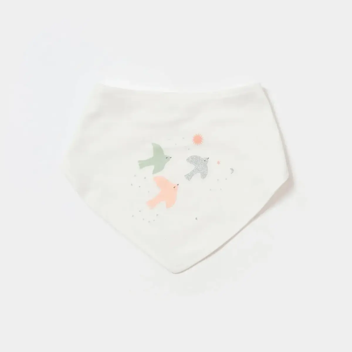 Bibaby Organik Fular Önlük 2li  Tiny Birds Ekru - Yeşil