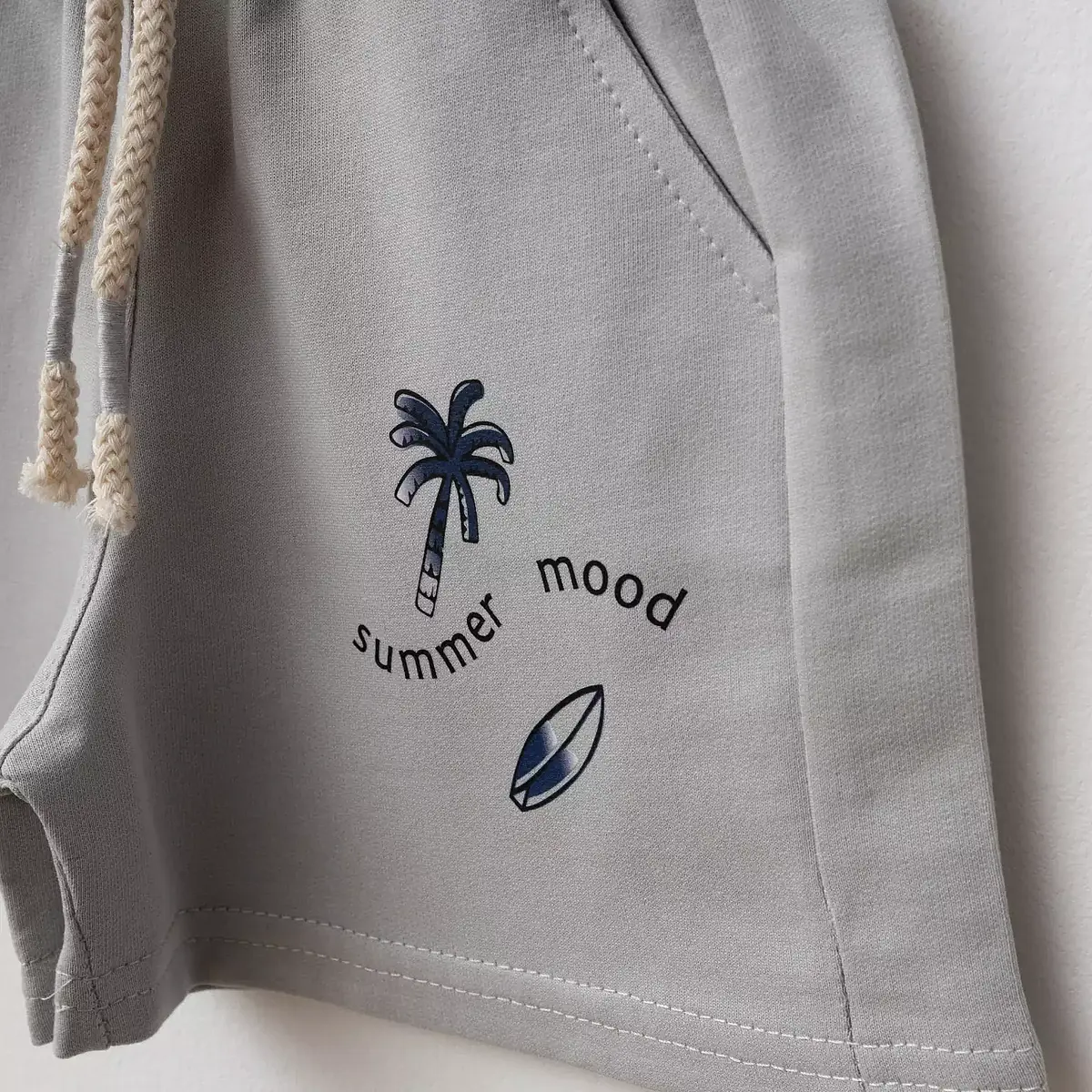 Bebolly 2li Takım Summer Mood Baskılı Boyalı Gri