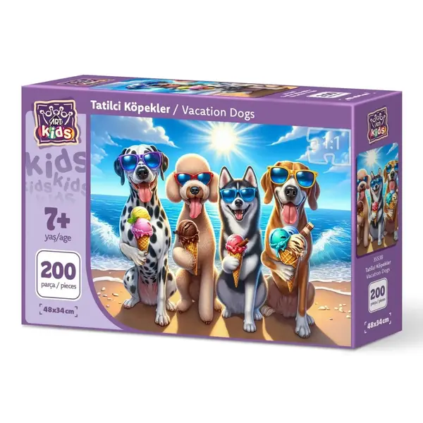 Art Çocuk Tatilci Köpekler 200 Parça Puzzle