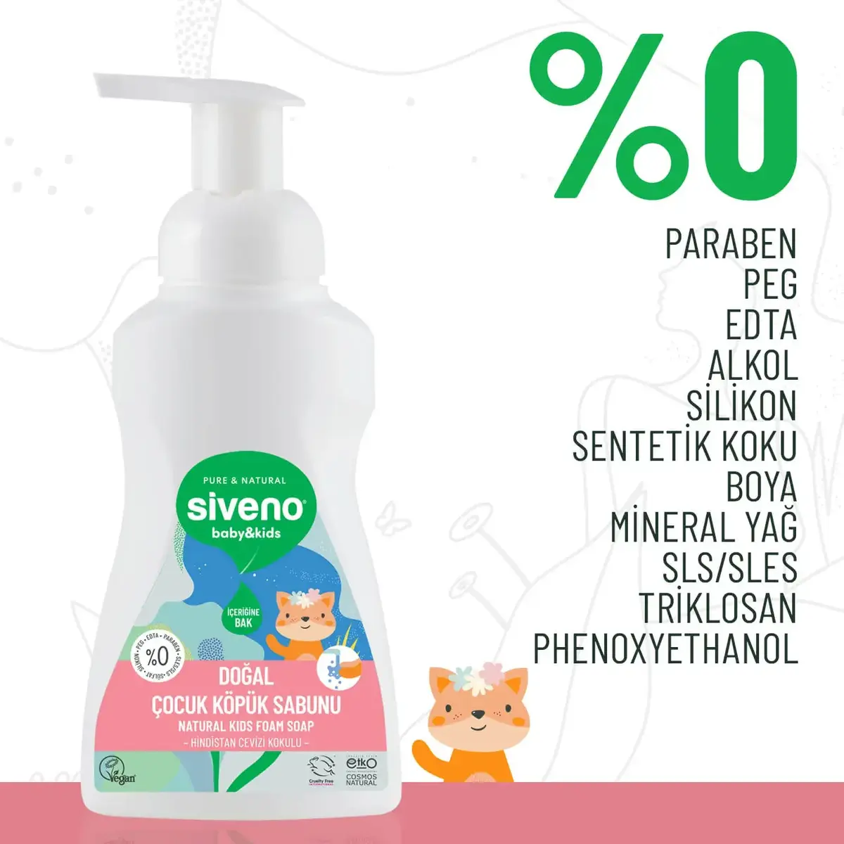 Siveno Kids %100 Zeytinyağlı Doğal Kids Köpük Sabun 250 ml 