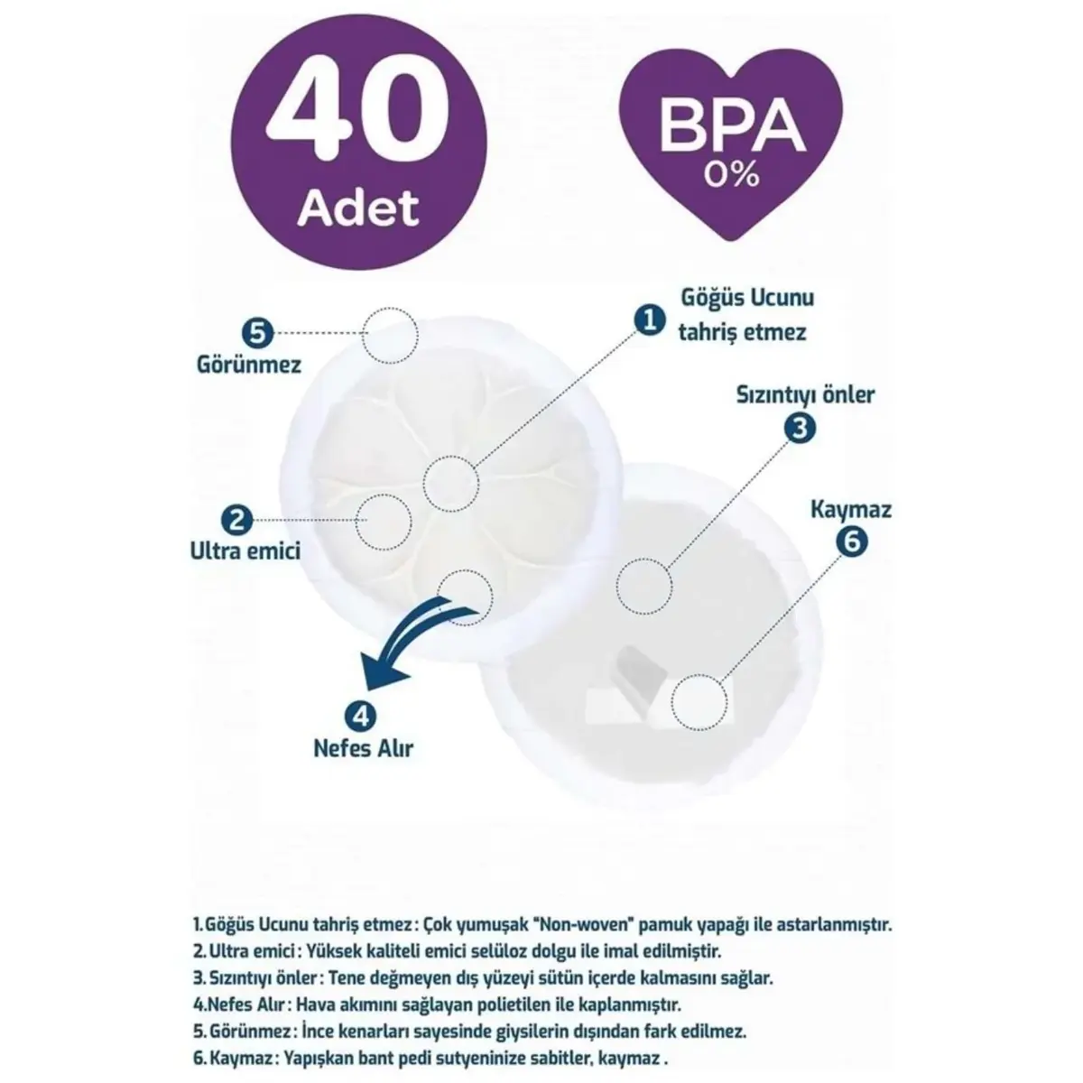 Bebedor Göğüs Pedi 40lı