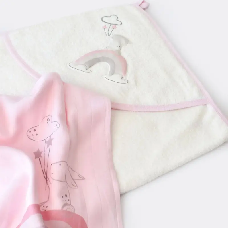 Bibaby Havlu Takımı Müslin Pretty Rabbit Pembe