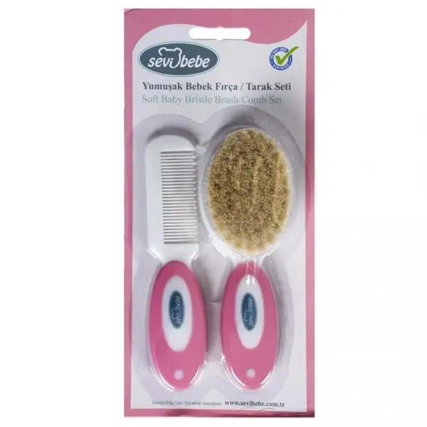 Sevi Bebe Naturel Fırça Tarak Seti Pembe