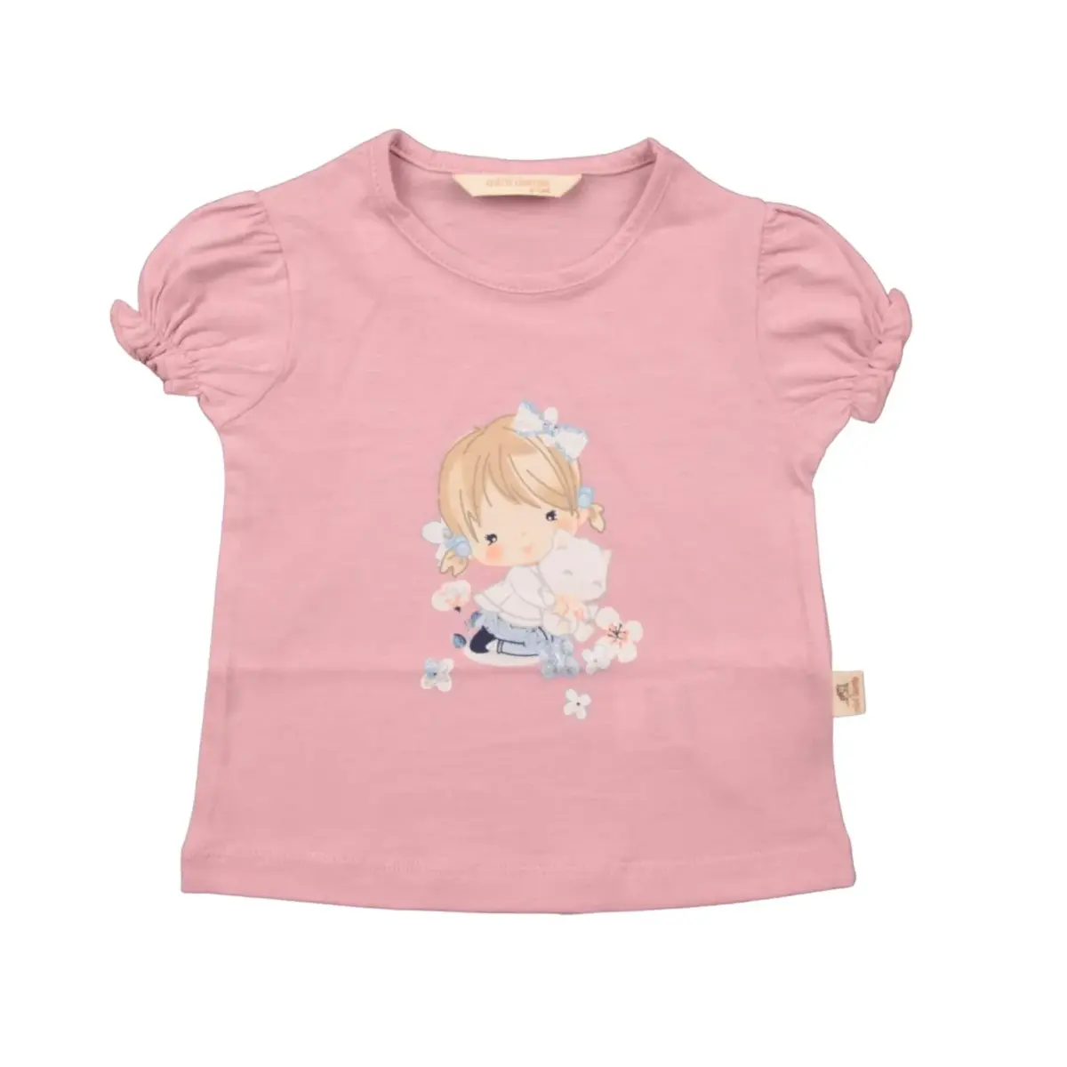 Mini Damla T-Shirt Kedili Kız Lila Mini Damla T-Shirt Kedili Kız Lila