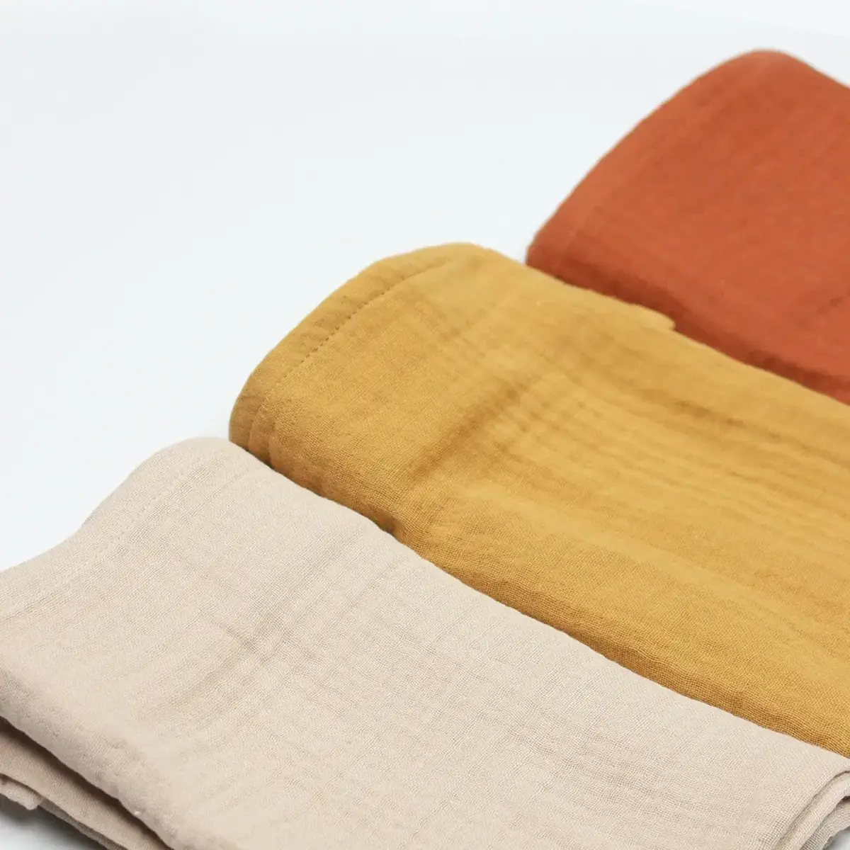 Bistyle Organik Müslin Battaniye 3lü 60x60cm Kiremit - Bej - Hardal
