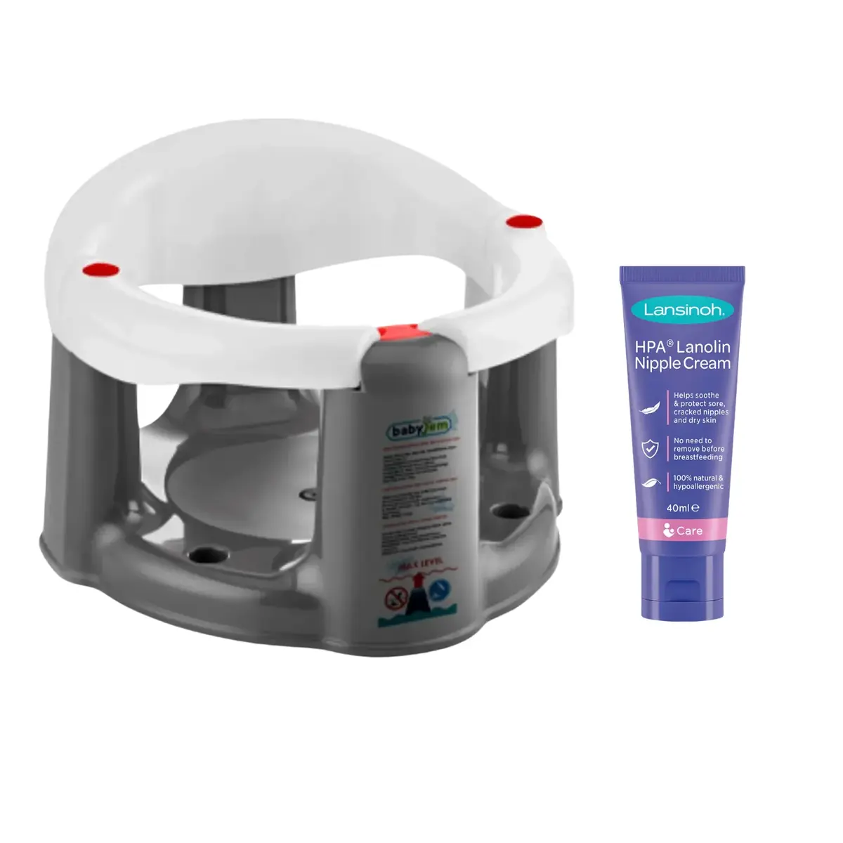 Babyjem Önden Açılır Bebek Banyo&Mama Oturağı Beyaz+Lansinoh Lanolin Göğüs Ucu Kremi 40 ml