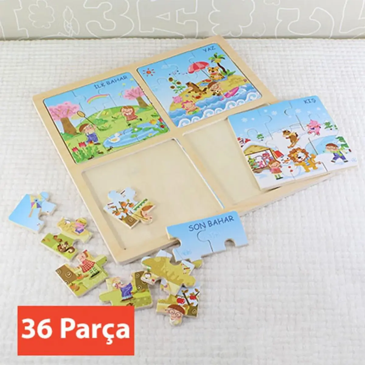 Bu-Bu Ahşap Puzzle Mevsimler 30x30 cm