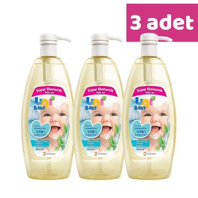 Uni Baby Şeffaf Bebek Şampuanı 900 ml x 3 Adet