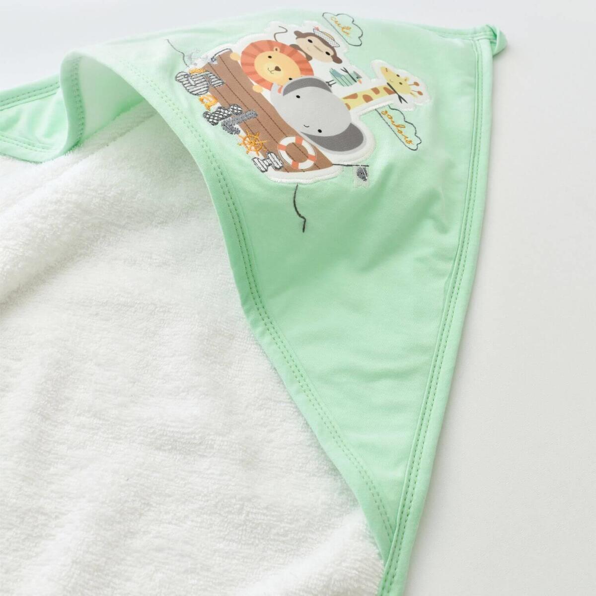 Bibaby Havlu Animals On Board Ekru - Yeşil