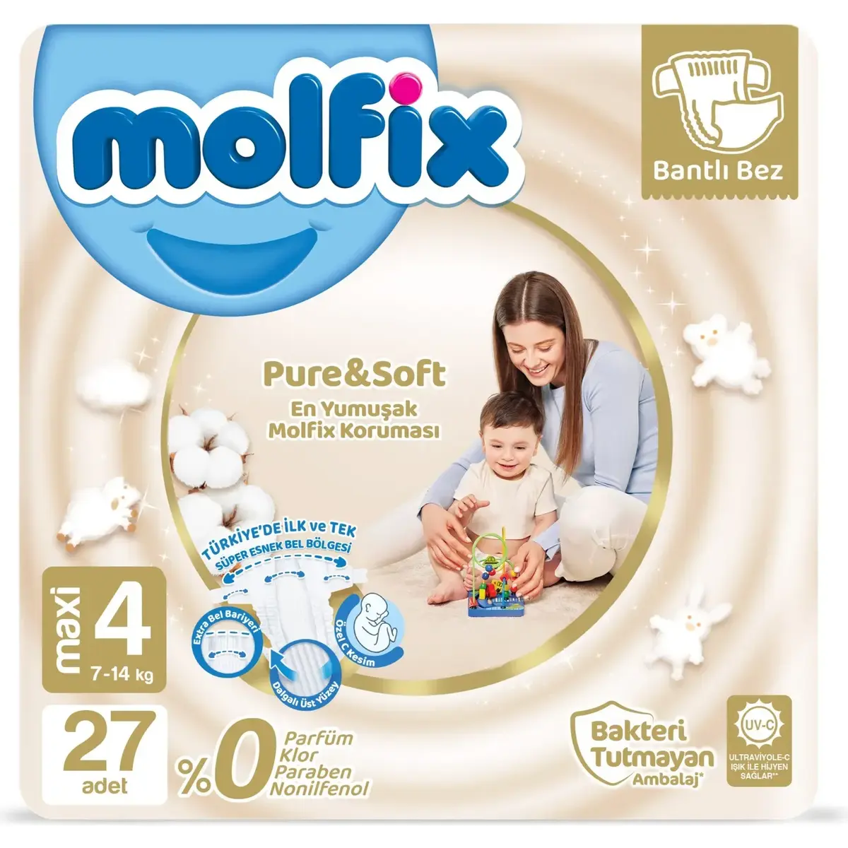 Molfix Pure&Soft Bebek Bezi 4 Beden Maxi 27li Fırsat Paketi