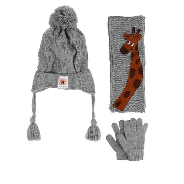 Kitti Eldiven Atkı Bere Takım 1-4Yaş Açık Gri Asortili
