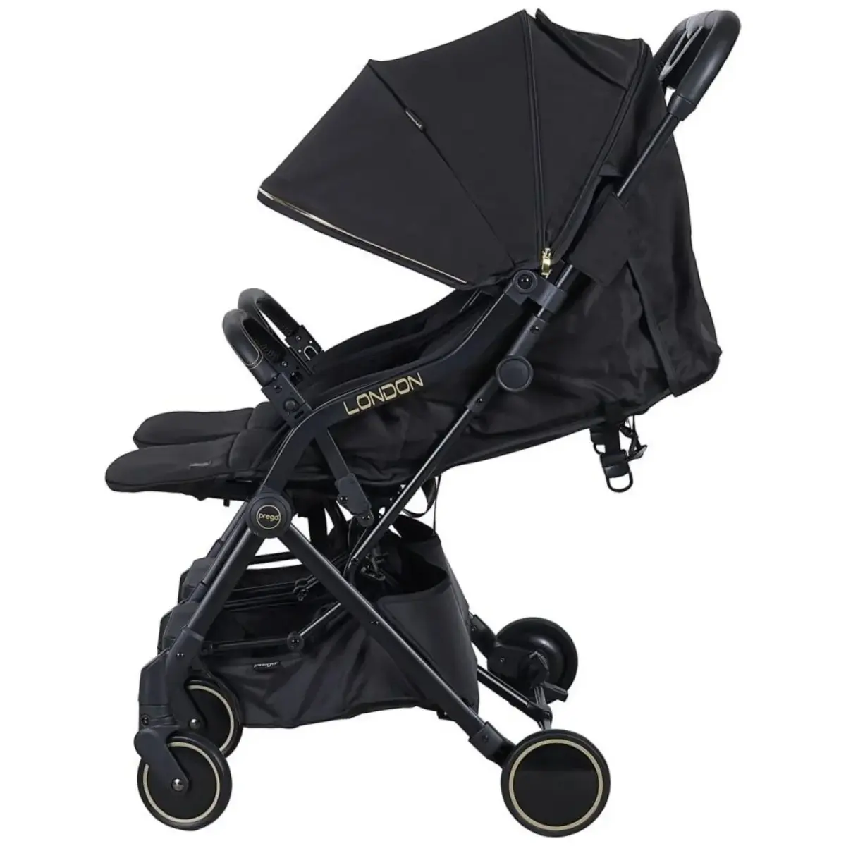 Prego 2236 London Yanyana İkiz Bebek Arabası Siyah