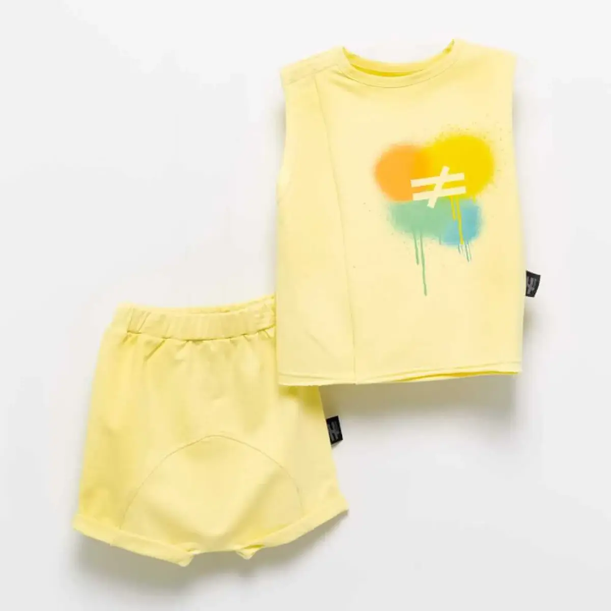 Moi Noi 2li Takım Şortlu Boyalı Sarı