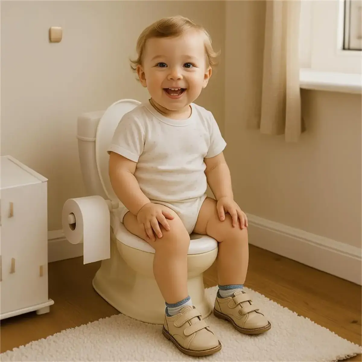 Dolu Nuve Eğitici Lazımlık Bej-Beyaz