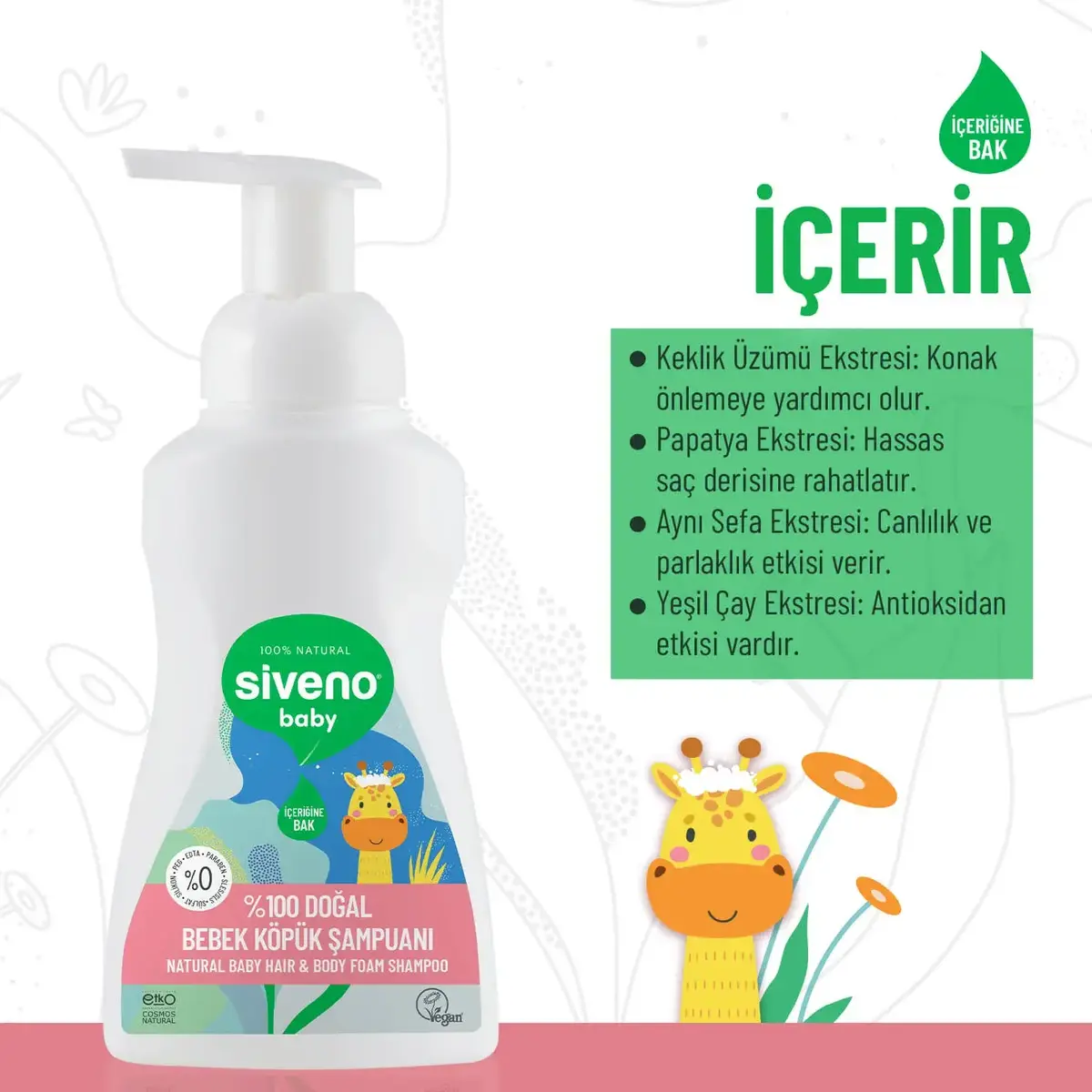 Siveno %100 Doğal Bebek Köpük Şampuanı 250 ml