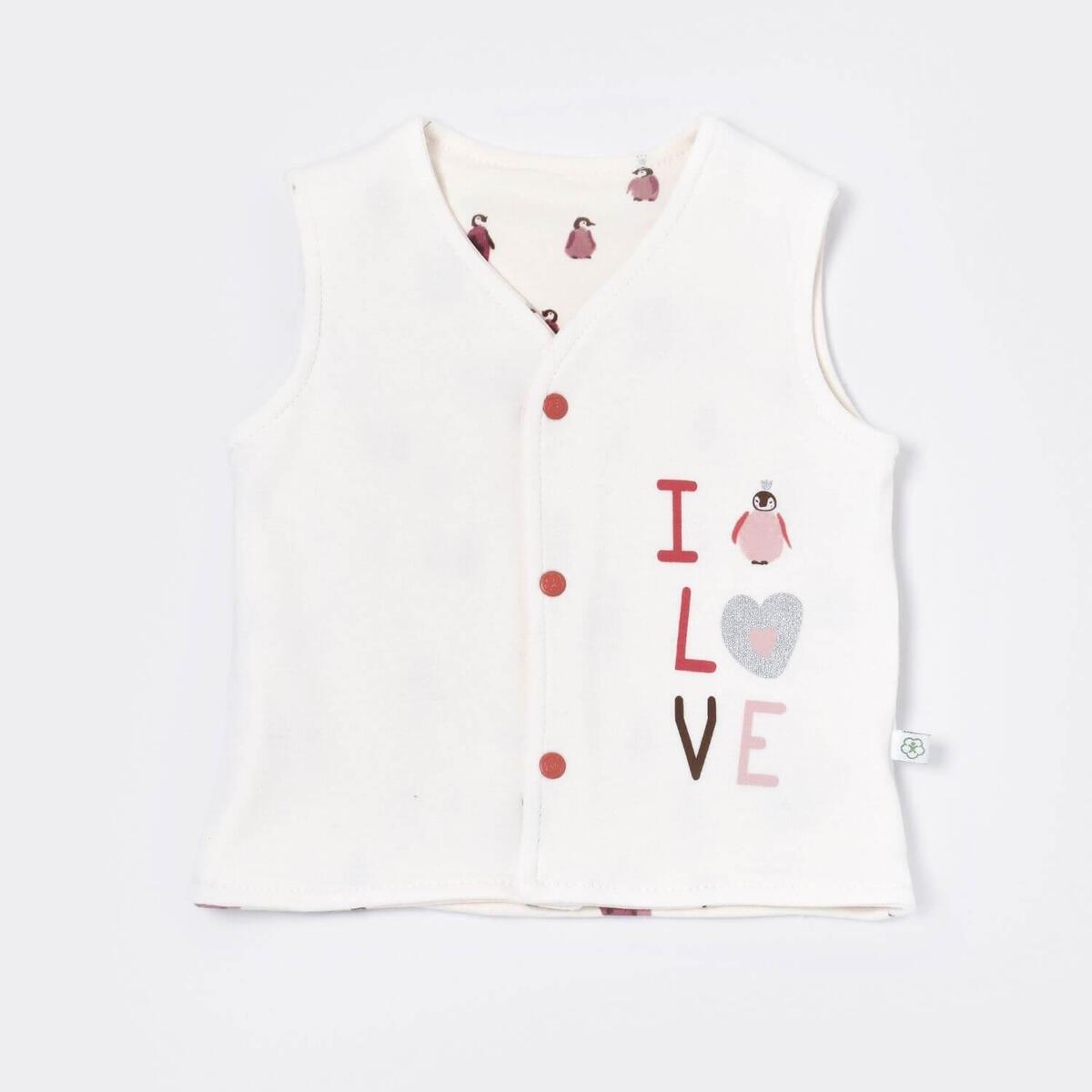 Bibaby Organik Yelek Penye Little Love Rose Dry