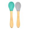 OiOi Bambu Saplı Silikon Kaşık 2li 9+ Ay Aqua Green - Powder Grey