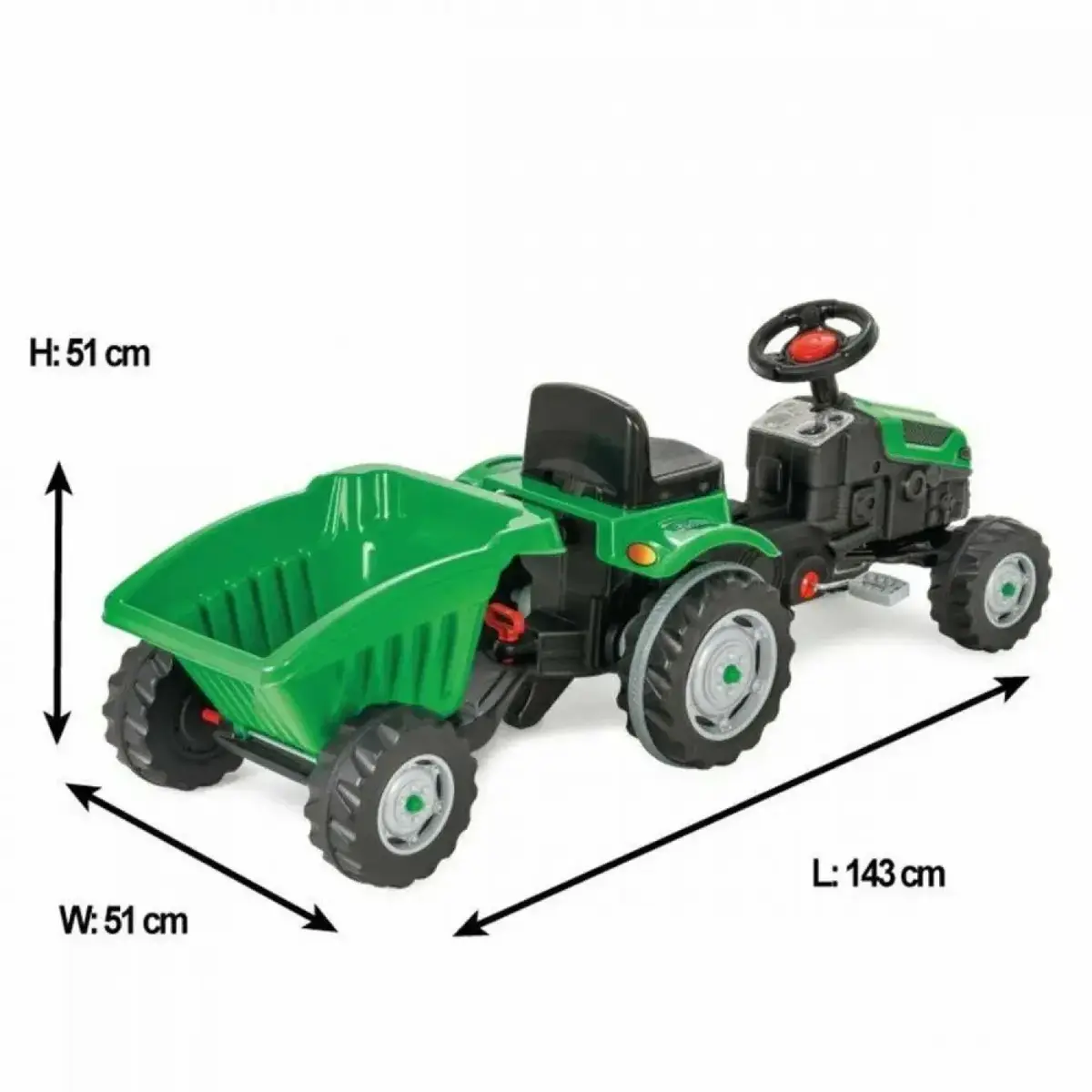 Pilsan Active Römorklu Pedallı Traktör Yeşil
