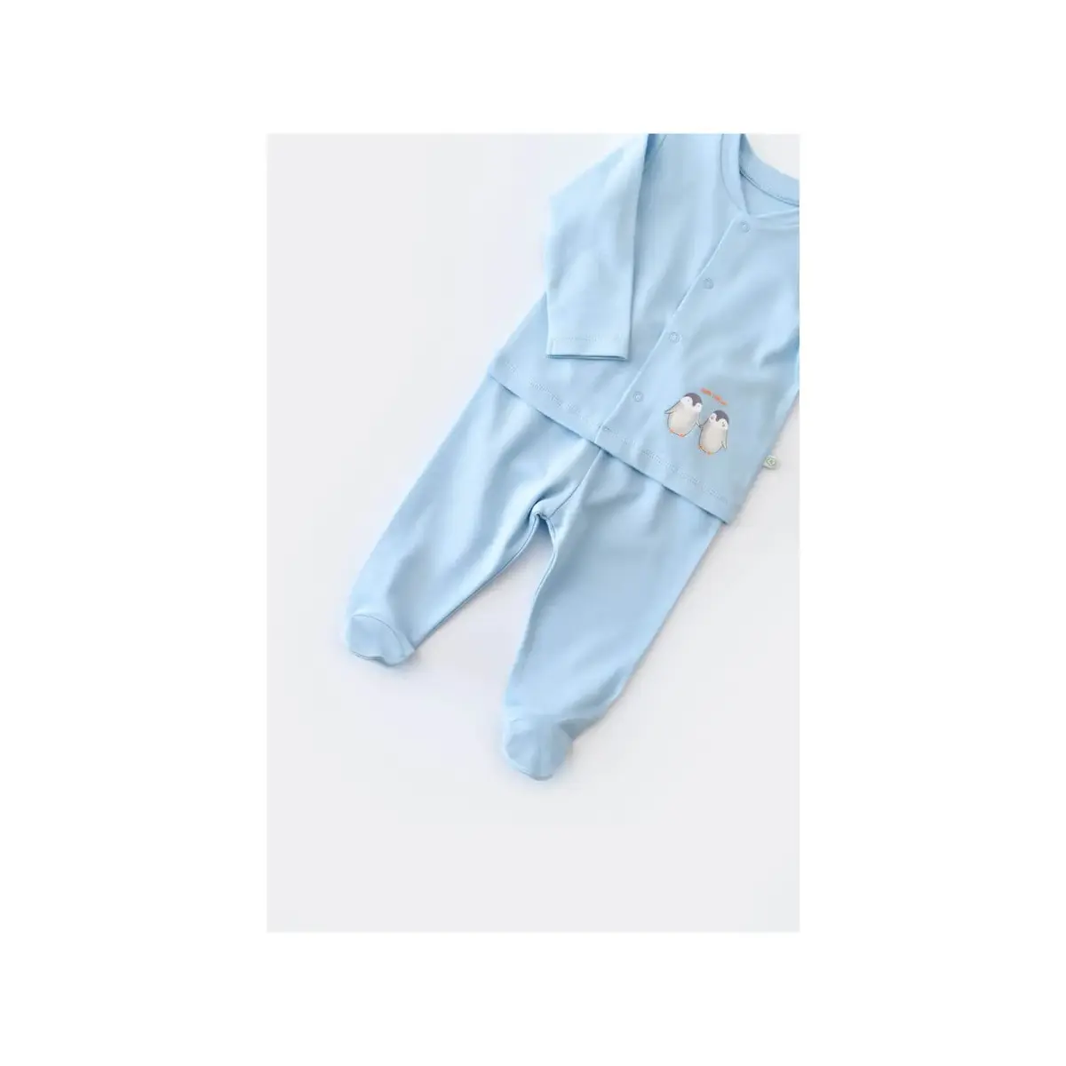 Bibaby Organik Pijama Takımı Hello New Penguins Mavi