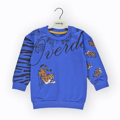 Overdo Sweatshirt Aslan Baskılı Mavi