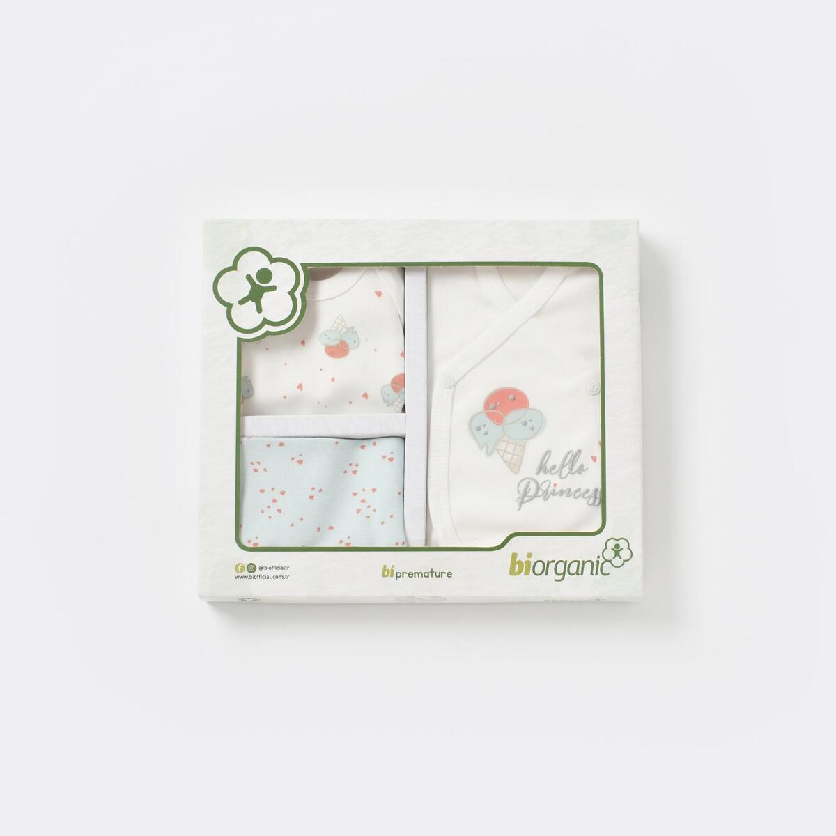 Bibaby Organik Zıbın Takımı Pretty Ears Bunny Prematüre Mint - Ekru