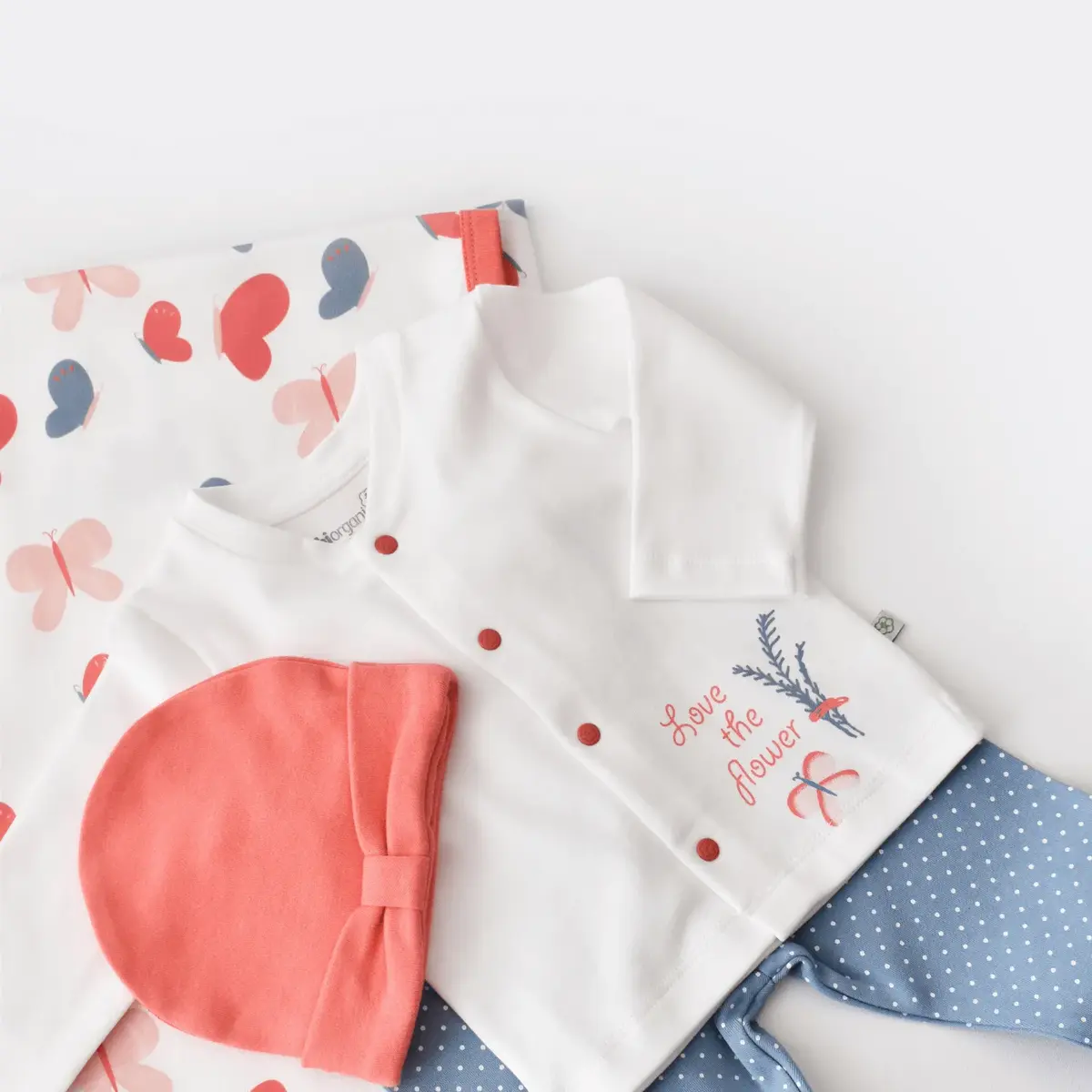 Bibaby Organk Zıbın Takımı Battaniyeli Tüllü Wild Flowers Coral
