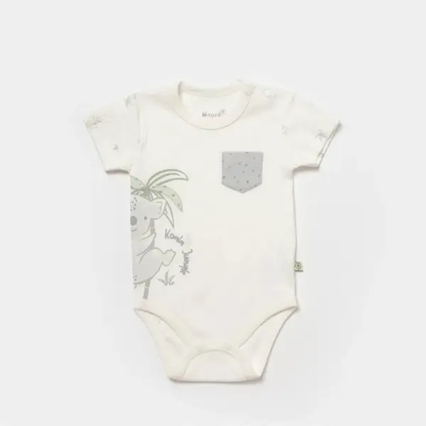 Bibaby Organik Body Kısa Kol Koala Jungle Gri